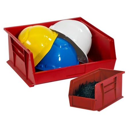 Bsc Preferred 16 x 11 x 8'' Red Plastic Stack & Hang Bin Boxes, 4PK BINP1611R